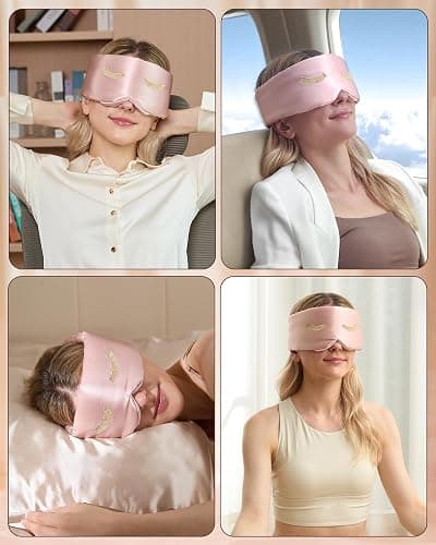BeeVines Pure Silk 3D Sleep Mask for Women, Luxury 100% 22 Momme Mulberry Silk 3D Contoured Eye Mask for Lash Extensions, Zero Eye Pressure & Blackout Blindfold for Sleeping, with Adjustable Band thumbnail 8