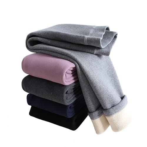 Looching Baby Toddler Girls Winter Fleece Lined Leggings Warm Full Length Pants Basic Cotton Thick Tights 1 Pack - Image 1