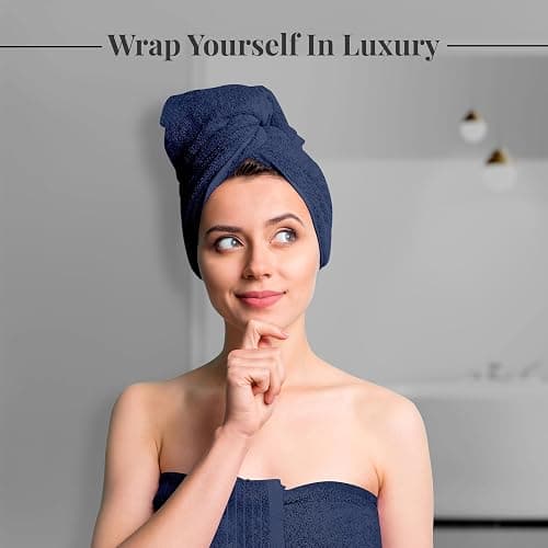 Tens Towels Pack of 4 Extra Large Bath Towels 30 x 60 Inches, 100% Cotton, Larger & Lighter Weight, Quicker to Dry, Super Soft and Absorbent, Perfect for Bathroom, Navy thumbnail 4