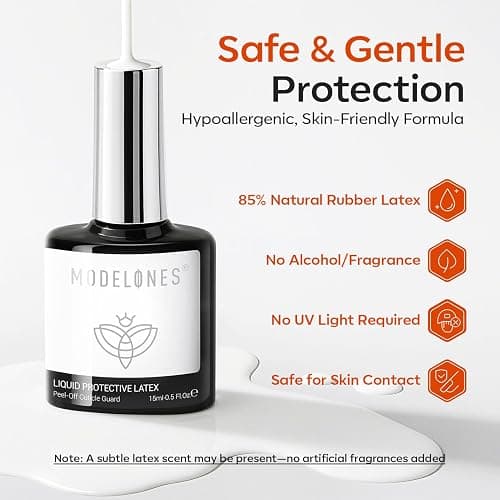 modelones Gel Polish Liquid Latex for Nails, 15 ml Peel Off Nail Polish Barrier with Stick, Fast Dry Cuticle Guard, Skin Protector for Fingers thumbnail 6