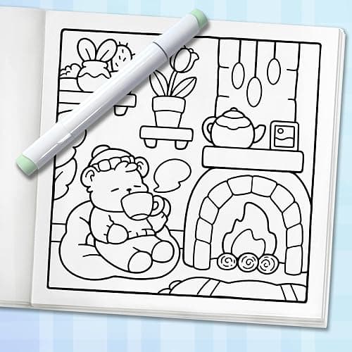 Comfy & Cozy: Coloring Book for Adults and Teens with Cozy Scenes and Cute Animal Characters for Relaxation thumbnail 10