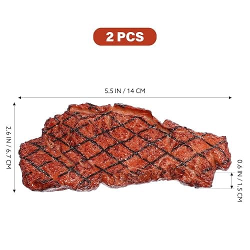 Yardwe 2Pcs Artificial Fake Steak Simulation Food Fake Cooked Roast Beef Meat Home Kitchen Decoration Market Display Photography Props (Brown) thumbnail 3