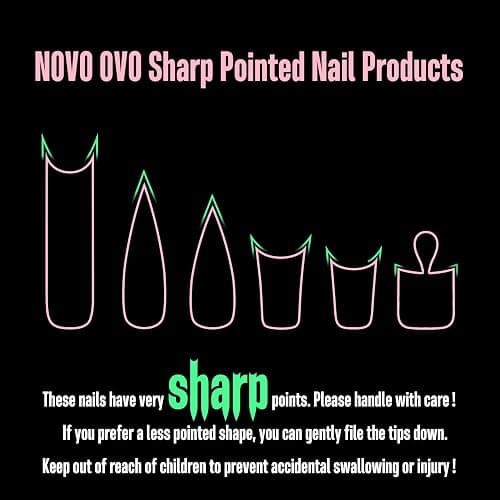 NOVO OVO Halloween Extra Thick Short Duck Feet Nail Tips with Moon Curve Full Cover Press on Acrylic, Clear Pre-Etched Matte Flare Wide French Soft Gel Fake False Nail Extension x 15 Sizes 240 pcs thumbnail 3
