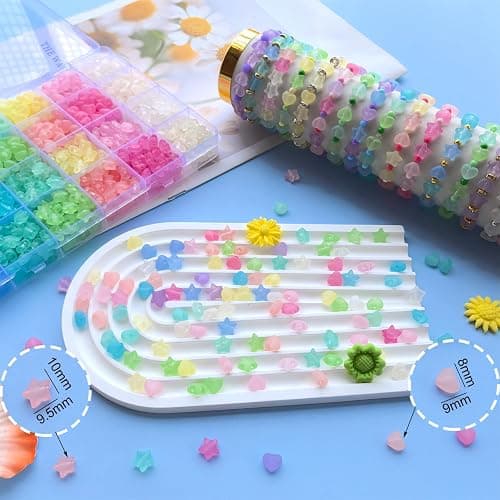 1000Pcs Matte Acrylic Star Beads Hart Beads for Bracelet Jewelry Making Jelly Color Frosted Pastel Beads Colorful Cute Aesthetic Kawaii Bead Charms for DIY Necklace Keychain Phone Charms thumbnail 3