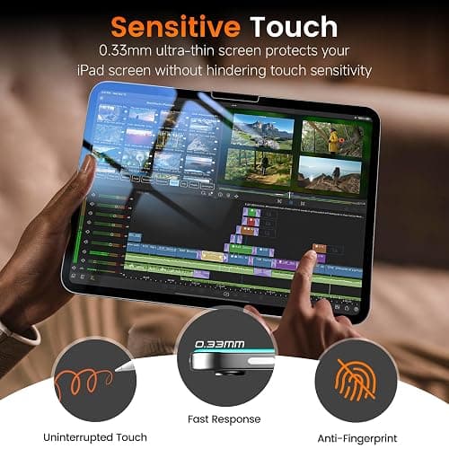 PandaShield 2 Pack for iPad 11th/10th Gen.(A16 2025/2022,11/10.9 inch)9H+ Tempered Glass Screen Protector with Easy-Install[12FT Grade Shatterproof]Apple Pencil Compatible,HD Clarity,Scratch Resistant thumbnail 7