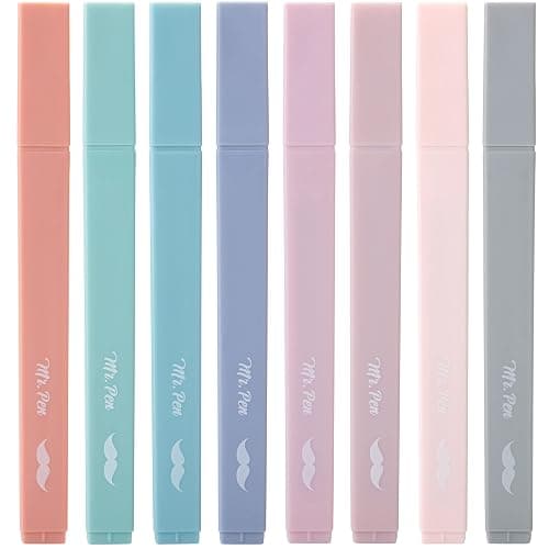 Mr. Pen- Aesthetic Cute Highlighters, 8 pcs, Chisel Tip, Earthy Colors, Assorted Colors,No Bleed Bible Pastel Highlighter Set - Image 1