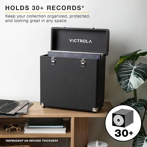 Victrola Collector II (2026 Model) – Vinyl Record Storage Case – Hold 30+ Vinyl Turntable Records, Heavy-Duty Hardware, Soft Interior Lining, Portable Box with Carry Handle (Pink) thumbnail 3