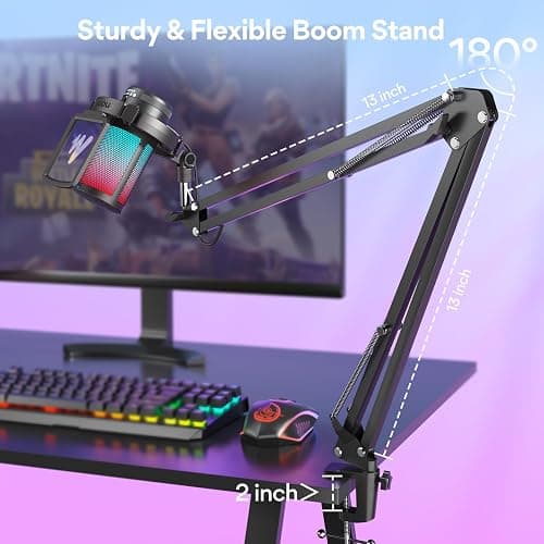MAONO Gaming USB Microphone, Noise Cancellation Condenser Mic with Mute, Gain, Monitoring, Boom Arm Mic for Streaming, Podcast, Twitch, YouTube, Discord, PC, Computer, PS4, PS5, Mac, GamerWave DGM20S thumbnail 8