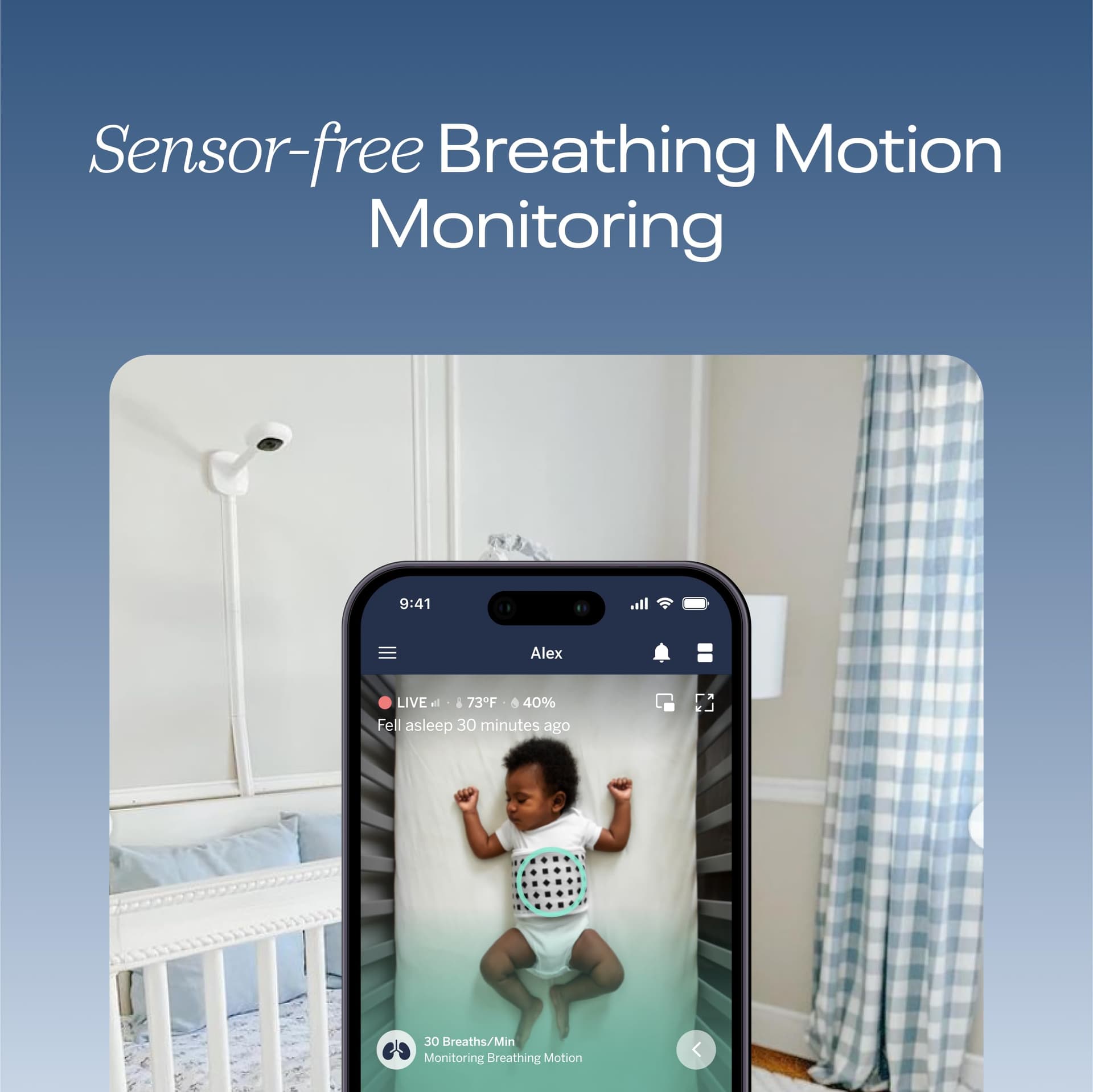 Nanit V2 Pro Baby Monitor & Floor Stand - Smart Wi-Fi Baby Monitor, Contact-Free Breathing & Sleep Tracking Monitor, 1080p HD Night Vision Camera,iOS and Android Compatible, AU Plug, White thumbnail 5