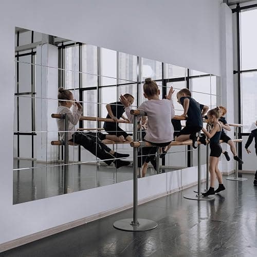 Ruomeng Home Gym Mirrors 12 Inch x 12Pcs Wall Mounted Mirror Glass Frameless Full Length Mirror Tiles for Home Gym, Bedroom, Door & Bathroom thumbnail 8