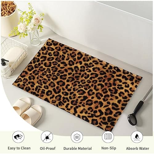 Kwlegh Leopard Bathroom Rug Brown Leopard Print Bath Rug Cheetah Skin Pattern Bath Mat 20X32 Inch Non Slip Absorbent Plush Doormat for Bathroom Entryway Living Room thumbnail 4