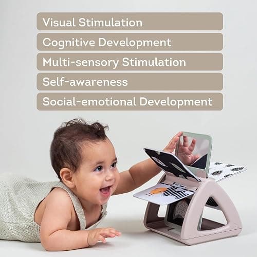 Taf Toys Black & White Rattling Spinning Book High Contrast Newborn Baby Toy 0-6 6-12 Months with Mirror for Visual Stimulation, Tummy Time & Early Cognitive Development, Montessori Learning Activity - Black & White Spinning Book thumbnail 7