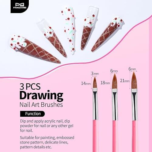 FANDAMEI Nail Art Tools, Nail Design Tools, Nail Art Brushes, Nail Brush Set With Nail Stand, Nail Holder For Painting Nails, 11PCS Nail Brushes For Nail Art, Nail Dotting Tool, Nail Art Palette, Pink thumbnail 3