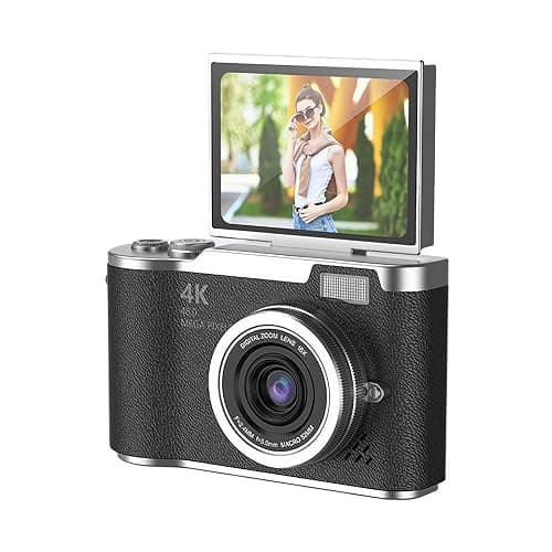 4K Digital Camera for Photo, Portable Retro Camera with Flip Screen, Compact Retro Camera for Outdoor (Black 1 Set) - Image 1