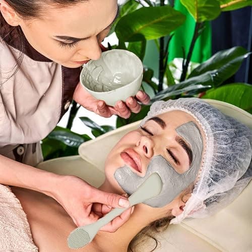 Face Mask Brush Applicator, Mask Brushes For Facials Cleansing & Exfoliating, Facial Clay Mask Applicator Tool Silicone Mask Spatula Cream Skincare For Apply Cream, Lotion, Mud, Clay (Black+Starlight) thumbnail 5