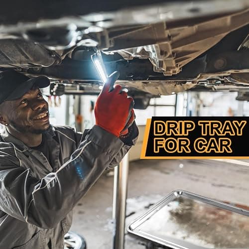Datanly 2 Pcs Stainless Steel Oil Drip Pan for Under Car 23.62 x 15.75 Inch Automotive Oil Change Pan Silver Rust Resistant Motorcycle Drip Tray Replacement Tray for Garage Floor thumbnail 4