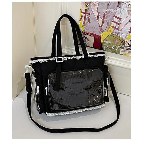 Lolita Ita Bag Clear Display DIY Bag ita tote bag pin display with Insert large messenger bag Kawaii Anime lace trim bag thumbnail 6