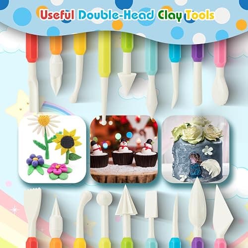 UUSYCUN 9PCS Clay Tools for Kids & Adult, UUSYCUN Plastic Air Dry Clay Tool Kit, Double-Head Sculpting Tools for Pottery, Polymer, Air Dry Clay, Modeling, Shaping, Cake Decoration thumbnail 4