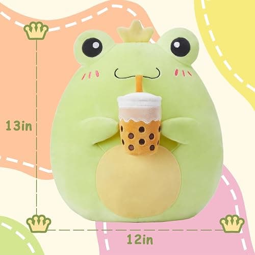 PLAYNICS Large Frog Plush Pillow Stuffed Animal Toy,Big Size Cute Soft Toys 13" Fat Kawaii Hugging Pillows Cuddle Huggable Plushie,Gift for Kids thumbnail 2