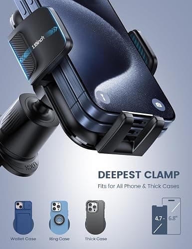 Lamicall 2026 Wider Clamp & Metal Hook Car Phone Holder Vent [Thick Cases Friendly] Phone Holders for Your Car Mount Gfts Automobile Hands Free Accessories for Women Men for iPhone 16 15 14 13 Pro Max thumbnail 2