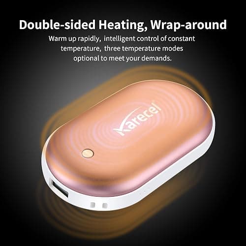 Karecel Rechargeable Hand Warmer, 5200mAh Double-Sided Fast Heating Electric Hand Warmer Power Bank, Up to 11Hrs, 3 Heat Settings, Portable Pocket Heater, Best Gifts for Women Men, Camping, Golf - Rose Gold thumbnail 3