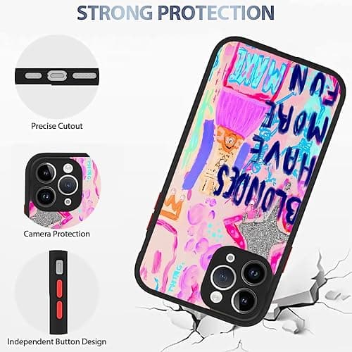 XUNQIAN Compatible for iPhone 13 Pro Case, Aesthetic Blondes Have More Fun Pink Preppy Watercolor Protective Phone Case (for iPhone 13 Pro) thumbnail 4