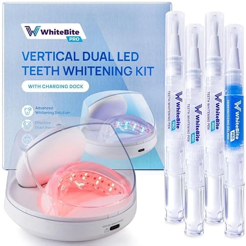 Whitebite Pro Vertical Dual LED Teeth Whitening Kit with Charging Dock – Professional at-Home Dental Whitening Machine with Pens, Tooth Stain Remover for Sensitive Teeth, Travel-Friendly Oral Hygiene - Image 1