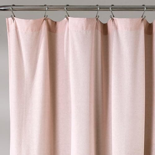 Lush Decor Linen Button Shower Curtain, 72" W x 72" L, Blush & Off White - Pink Bathroom Curtain - Fabric Shower Curtains - Farmhouse Bathroom Decor thumbnail 4