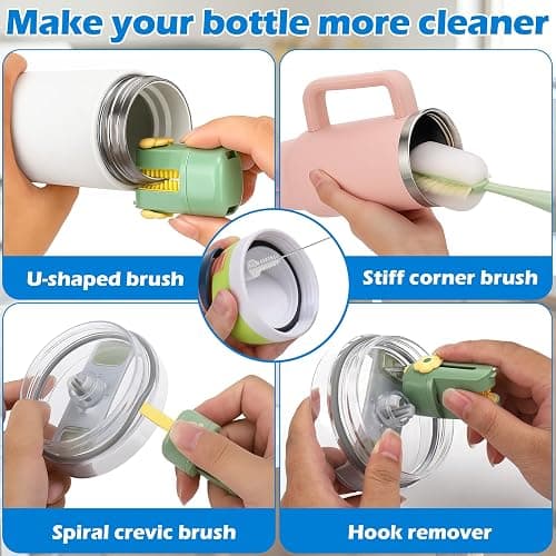 Palksky 5 in 1 Water Bottle Cleaning Brush Set, Multifunctiona Brush and Straw Cleaner for Owala/Stanley/Hydro/Yeti/Simple Modern Cup Accessories thumbnail 3