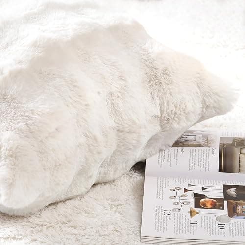 Madizz Pack of 2 Thick Plush Wool Cushion Covers 40x40 cm Cream Soft Neutral Decorative Throw Pillow Covers Accent Boho Pillowcases for Couch Sofa Bedroom Pillow Shell thumbnail 3