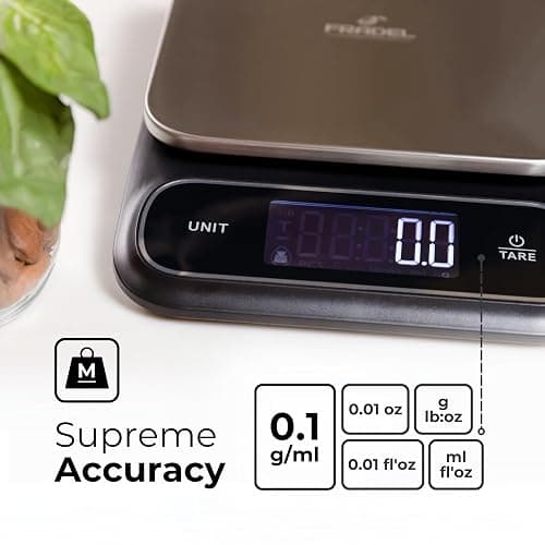 Fradel 0.1g Digital Kitchen Food Scale in Grams & Ounces - 11lb, for Cooking, Baking, Weight Loss - Square thumbnail 2