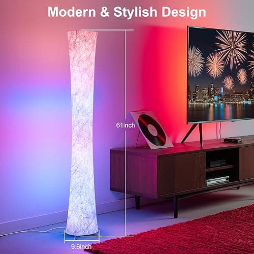 WORLD WIN Floor Lamp, 61'' Smart RGB LED Corner Lamp with Music Sync and 16 Million DIY Colors, 3 Color Temperature, APP & Remote Control, Color Changing Standing Floor Lamp for Bedroom Living Room thumbnail 2