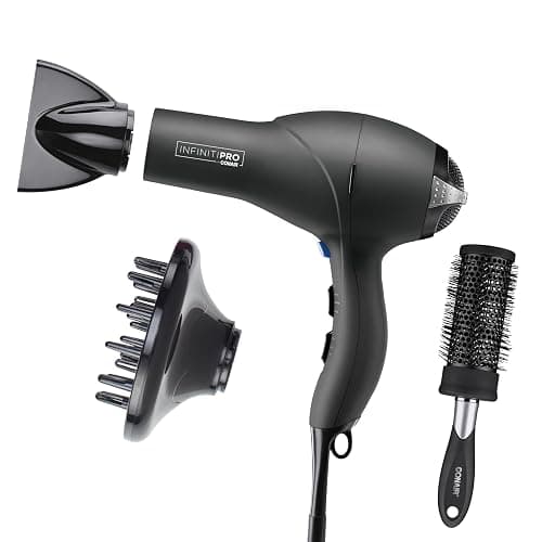 Infiniti PRO CONAIR Hair Dryer with Diffuser, Professional AC Motor, Tourmaline Ceramic Technology Blow Dryer, Includes Concentrator and Blowout Brush, Amazon Exclusive, Gray - Image 1
