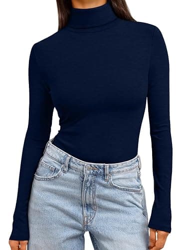 Trendy Queen Women's Turtleneck Long Sleeve Shirts Fall Fashion Basic Thermal Underwear Tops Winter Clothes 2025 - Image 1