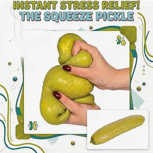 Novelty Squeeze Stress Ball, Jumbo Pickle Shaped Fidget Toy, Giant Squishy Toys, Slow Rebound Gel Stress Reliever for Adults thumbnail 4