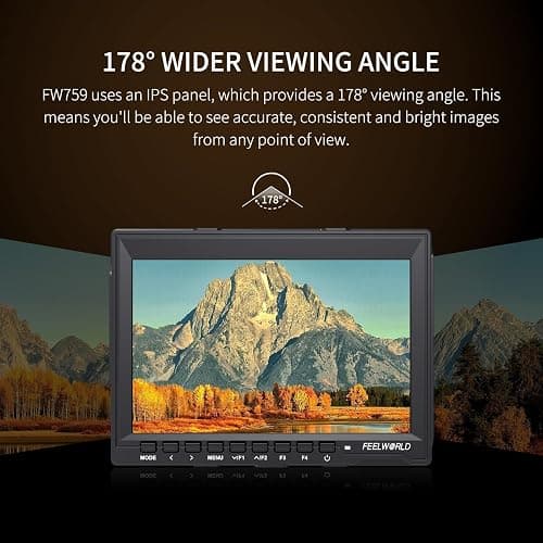 FEELWORLD FW759 7 Inch DSLR Camera Field Monitor HD Video Assist Slim IPS 1280x800 4K HDMI 1080p with Sunshade thumbnail 5