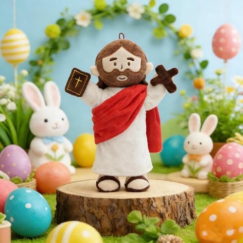 Yelakey Jesus Plush Doll with Jointed Skeleton Jesus Plushie 13.4" Poseable Jesus with Removable Accessories Easter Christian Gifts for Kids (Red) thumbnail 2