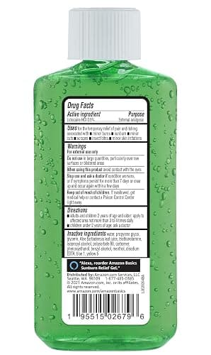 Amazon Basics Sunburn Relief Gel with Aloe Vera, Soothing, Cooling, Itch Relief, 8 oz, Pack of 1 (Previously Solimo) thumbnail 2