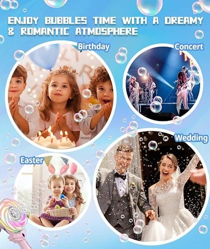 Bubble Wand for Kids Girls, Bubble Machine with Color-Changing LED Light, Windmill Lollipop Design, USB-C Rechargeable - Gifts Toys Ages 3+ for Toddlers, Easter, Outdoor, Birthday, Party Use thumbnail 7