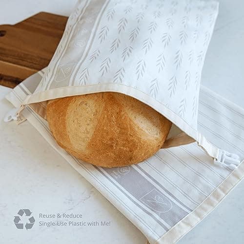 Reusable Bread Bags for Homemade Bread (2 Pack) - Cotton Beeswax Bags for Bread, Sourdough Bread Bags, XL Beeswax Bread Bag, Beeswax Bread Bags for Homemade Bread Sourdough Storage Bag, Sourdough Bag thumbnail 4