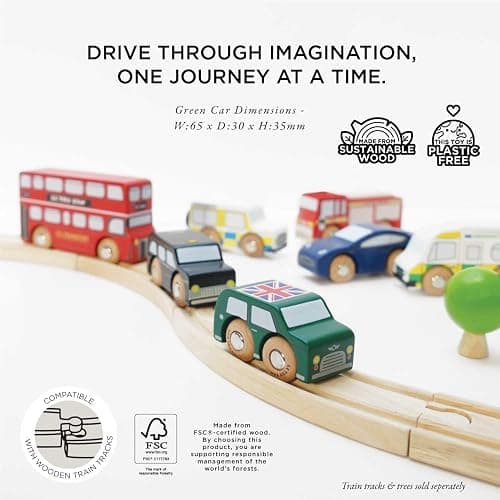 Le Toy Van London Car Set Premium Wooden Toys for Kids Ages 3 Years & Up (TV267), 7-pk - Multicolored thumbnail 5