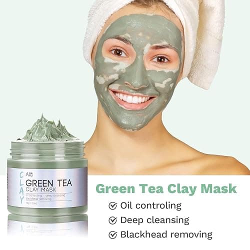ANAI RUI 3Pcs Face Mask Set, Turmeric Clay Mask - Green Tea Face Mask - Dead Sea Minerals Mud Mask, Holiday Gift Set, Stocking Stuffers for Women &Teen Girls, Self Care Gifts for Women 2.5 oz each thumbnail 5