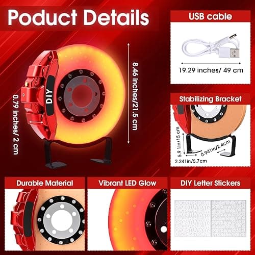 WILLBOND Brake Disc LED Lamp Car Guy Gifts for Men, Red - Orange Yellow | Cool Car Lamps, Rechargeable Ambient Touch Night Light, Unique Gifts for Him, Dad, Racing Lover, Fans, Birthday, Christmas thumbnail 2