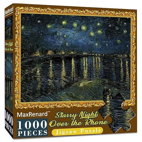 MaxRenard Game 1000 Pieces Jigsaw Puzzle Fine Art Collection Toy Starry Night Over The Rhone by Vincent Willem Van Gogh - Image 1