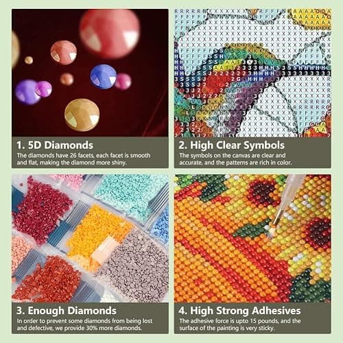 SJUTOUCI Hummingbird Diamond Painting Kits for Adults, Stained Glass Diamond Art Painting Kits, 5D Round Diamond Beads Art Craft for Home Decor Gift 11.8x11.8inch/30x30cm thumbnail 4