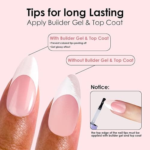 Canvalite French Tip Press on Nails Gel Nail Tips - 300Pcs Pre-Colored Quick and Easy Press on Nails Almond Fake Nails with Designs DIY Nail Extensions Valentines Day Gifts for Her, Pink White thumbnail 5