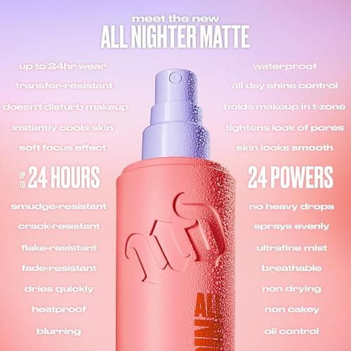 Urban Decay All Nighter Waterproof Makeup Setting Spray - Blurring Matte Finish, Up to 24HR Wear, Ultra-Fine Facial Mist, Mattifying Oil Control Face Primer, Smudge-Proof, Transfer-Resistant thumbnail 8