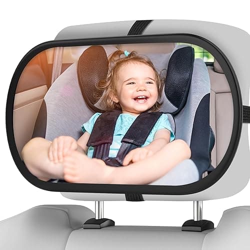 BOEYOS Baby Car Mirror, Safety Car Seat Mirror for Rear Facing Infant, Clear Wide View, 360°Rotation, Easily Observe the Baby Move, Secure, Shatterproof, Crash Tested and Certified (Black) - Black
