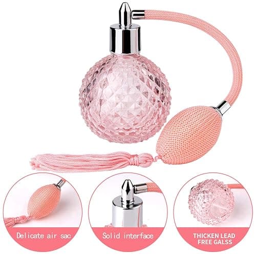 Lamoutor Vintage Perfume Spray Bottle 100ml Pink Vintage Refillable Perfume Bottle with Long Tassel thumbnail 4