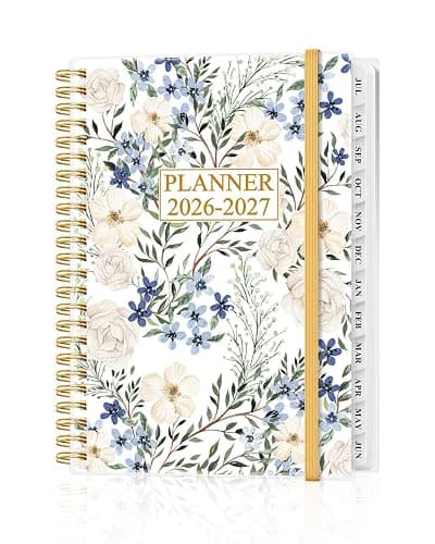 Academic Planner 2026-2027 - Weekly & Monthly Planner from July 2026 to June 2027, Agenda 2026 2027 with Inner Pocket, Elastic Band, 6.4" x 8.5", Crushed Flower - Image 1